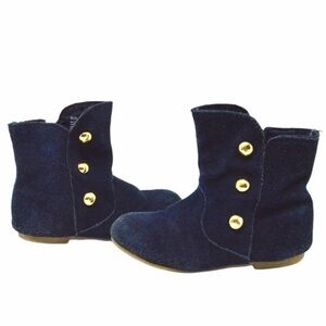 Toddler Girls Blue‎ Suede GAP Button Boots, Size 8